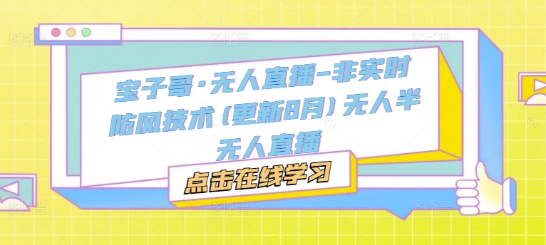 宝子哥·无人直播-非实时防风技术(更新25年5月)无人半无人直播-新时光资源网