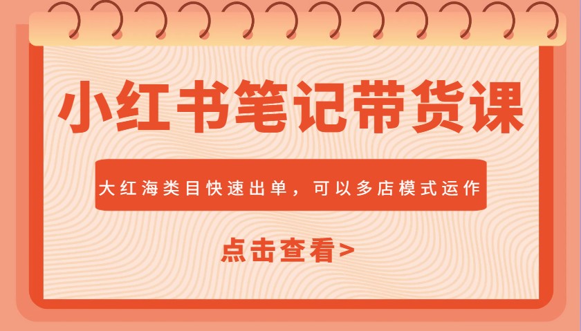 小红书笔记带货课，大红海类目快速出单，市场大，可以多店模式运作-新时光资源网