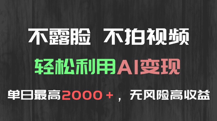 不露脸，不拍视频，轻松利用AI变现，单日最高2000＋，无风险高利润-新时光资源网