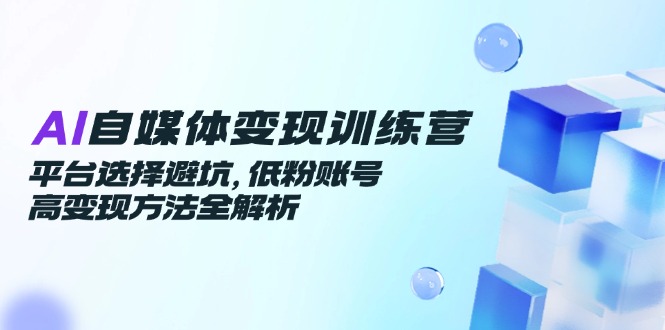 AI自媒体变现训练营，平台选择避坑，低粉账号高变现方法全解析-新时光资源网