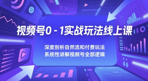 视频号0-1实战玩法线上课，深度剖析自然流和付费玩法，统性讲解视频号全部逻辑-新时光资源网