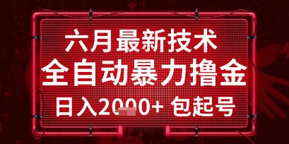 六月最新技术全自动暴力撸金，稳定日入2k+包起号，长期稳定【揭秘】-新时光资源网