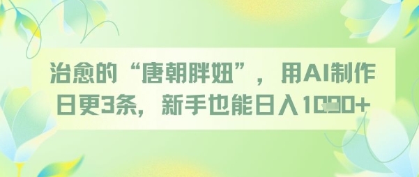 治愈的“唐朝胖妞”，用AI制作日更3条，新手也能日入多张-新时光资源网