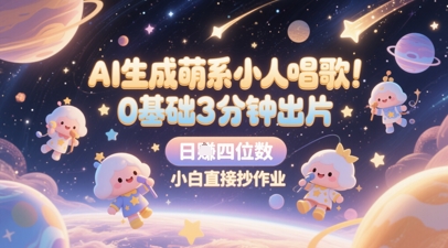 AI生成萌系小人唱歌，0基础3分钟出片，28个作品涨粉8.9W，单条最高19W赞，日入四位数，小白直接抄作业-新时光资源网