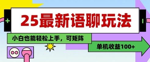 25年最新语聊玩法，纯手工，单机收益100+，小白也能轻松上手，可矩阵操作-新时光资源网