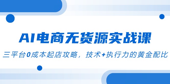 AI电商无货源实战课，三平台0成本起店攻略，技术+执行力的黄金配比-新时光资源网