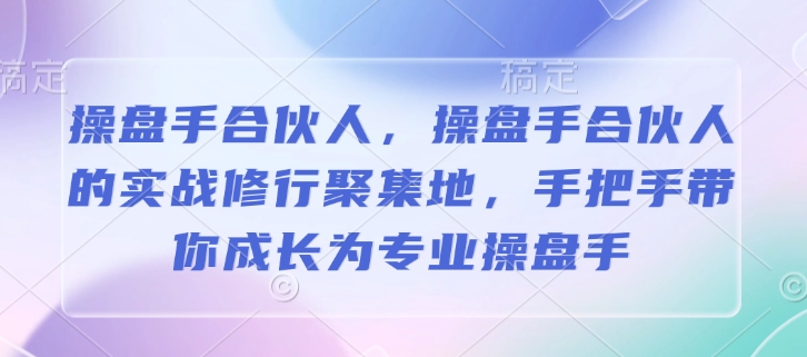 操盘手合伙人，操盘手合伙人的实战修行聚集地，手把手带你成长为专业操盘手-新时光资源网