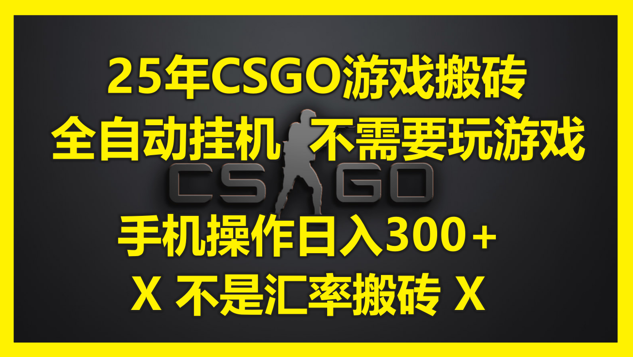 25年CSGO游戏搬砖，全自动挂机，不需要玩游戏，手机操作日入300+。(不…-新时光资源网