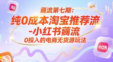 薅流第七期：纯0成本淘宝推荐流-小红书薅流最新版目，0投入的电商无货源玩法(附赠往期)-新时光资源网