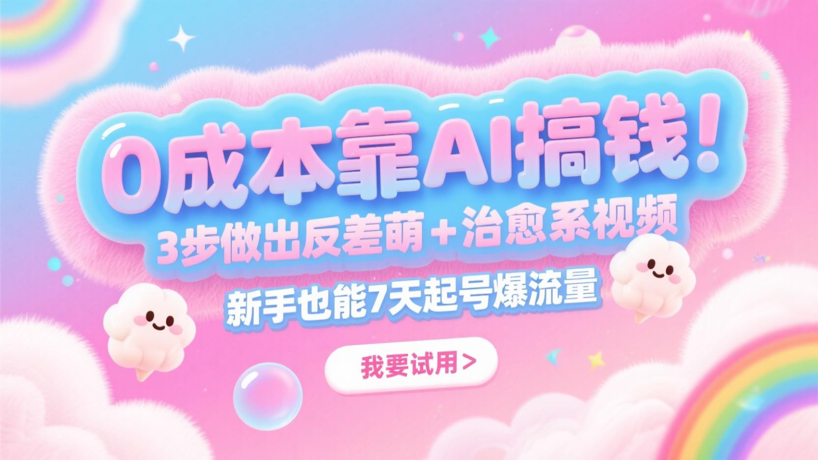 0成本靠AI搞钱！3步做出反差萌+治愈系视频，新手也能7天起号爆流量，月入5位数-新时光资源网