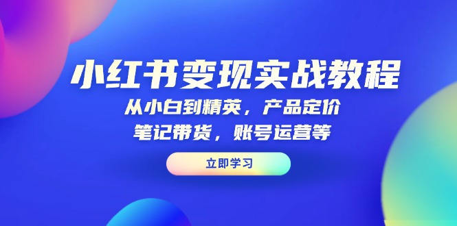 小红书变现实战教程：从小白到精英，产品定价，笔记带货，账号运营等-新时光资源网