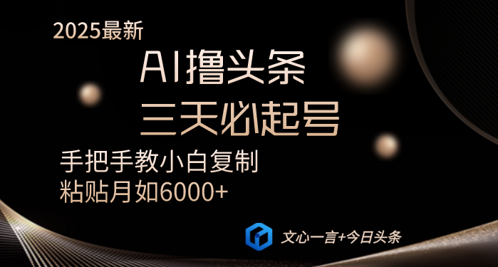 AI撸头条三天必起号手把手教小白复制粘贴月入6000+教程-新时光资源网