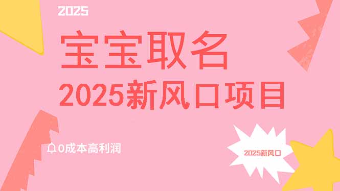 2025新风口项目宝宝取名，0成本高利润，附保姆级教程，月入过万不是梦-新时光资源网