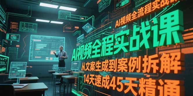 AI视频全流程实战课，从文案生成到案例拆解，14天速成45天精通-新时光资源网