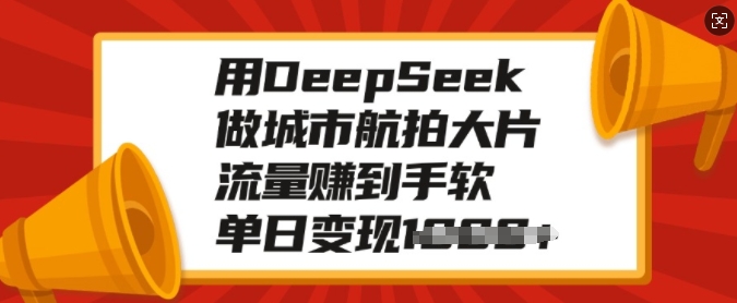 用DeepSeek做城市航拍大片，流量赚到手软，单日变现多张-新时光资源网
