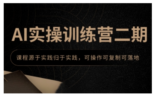 AI实操训练营二期，课程源于实践归于实践，可操作可复制可落地-新时光资源网