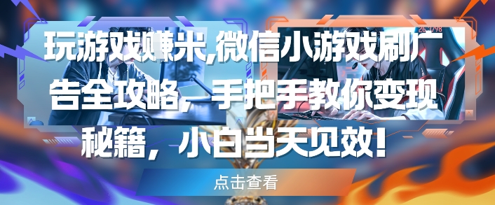 玩游戏挣米，微信小游戏刷广告全攻略，手把手教你变现秘籍，小白当天见效-新时光资源网