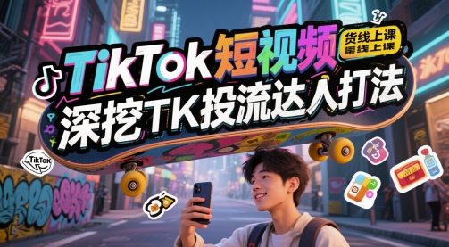 TikTok短视频带货线上课，深挖TK投流达人打法-新时光资源网