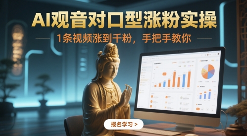 AI观音对口型涨粉实操，1条视频涨到千粉，手把手教你-新时光资源网