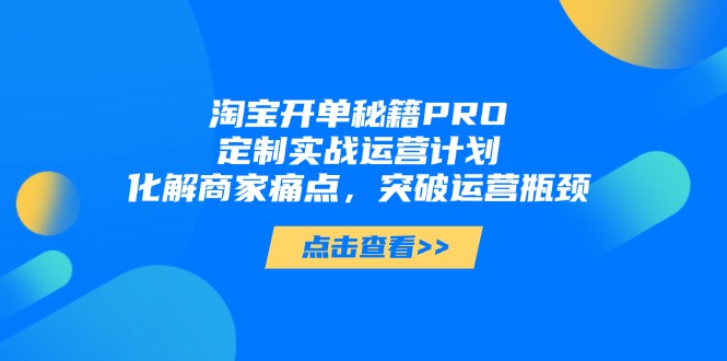 淘宝开单秘籍PRO，定制实战运营计划，化解商家痛点，突破运营瓶颈-新时光资源网