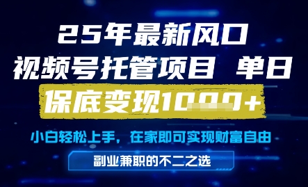 25年最新风口，视频号托管项目，单日保底变现1k+，手把手教学【揭秘】-新时光资源网