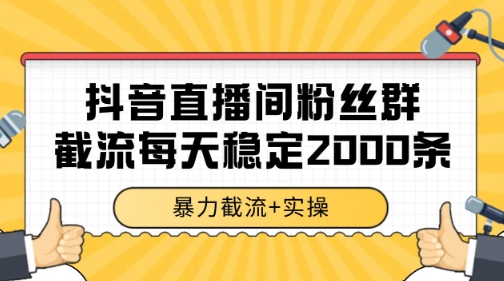 抖音直播间粉丝群暴力截流，一台电脑每天稳定2000条数据【揭秘】-新时光资源网