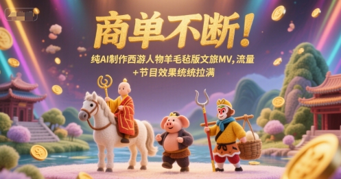 商单不断！纯AI制作西游人物羊毛毡版文旅MV，流量+节目效果统统拉满-新时光资源网