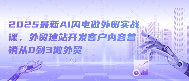 2025最新AI闪电做外贸实战课，外贸建站开发客户内容营销从0到3做外贸-新时光资源网