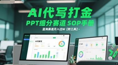 AI代写打金，PPT细分赛道SOP手册，蓝海赛道月入过W【附工具】-新时光资源网