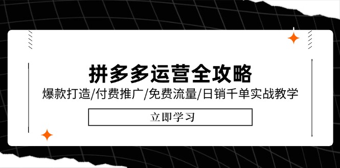 拼多多运营全攻略，爆款打造/付费推广/免费流量/日销千单实战教学/6月更新-新时光资源网