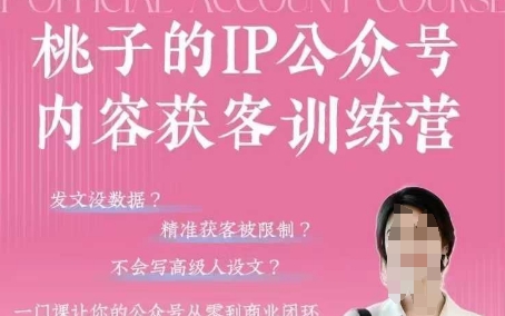 桃子IP公众号内容获客训练营(第3期)，一门让你公众号从0到商业闭环的课程-新时光资源网