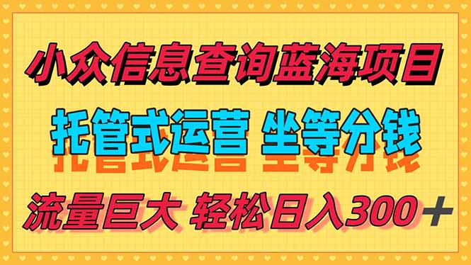 稳定日入300＋，小众信息查询蓝海项目，全程懒人式托管，解放你的时间-新时光资源网