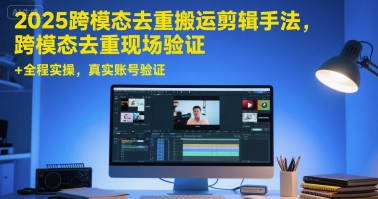 2025跨模态去重搬运剪辑手法，跨模态去重现场验证 +全程实操，真实账号验证-新时光资源网