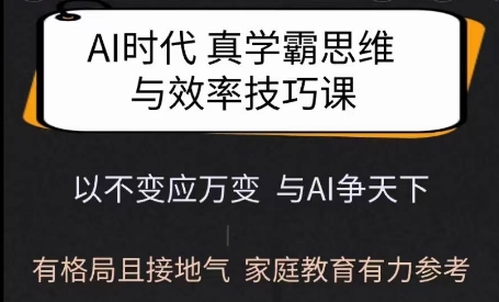Ai时代真学霸思维与学习方法课，有格局且接地气，家庭教育有力参考-新时光资源网