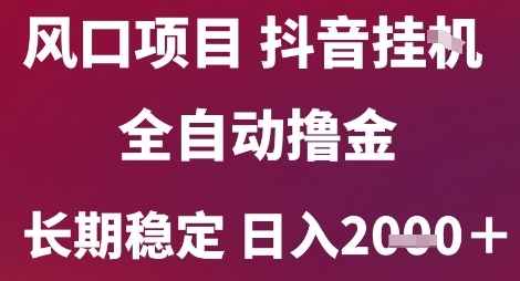 风口项目，六月最新玩法抖音无人挂G，全自动撸金，长期稳定 日入2k+【揭秘】-新时光资源网