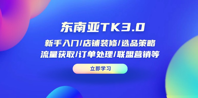 东南亚TK3.0：新手入门/店铺装修/选品策略/流量获取/订单处理/联盟营销等-新时光资源网