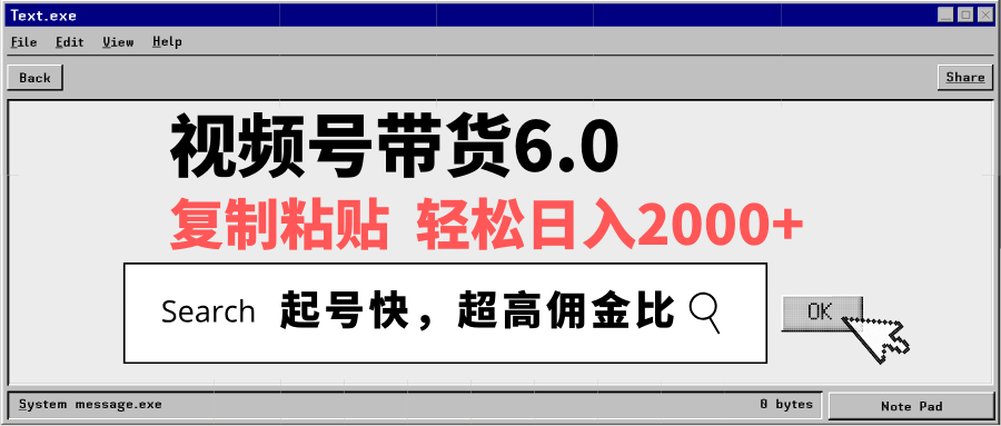 视频号带货6.0，轻松日入2000+，起号快，复制粘贴即可，超高佣金比-新时光资源网