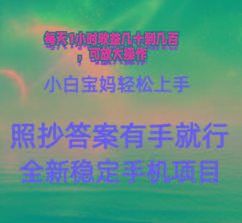 0门手机项目，宝妈小白轻松上手每天1小时几十到几百元真实可靠长期稳定-新时光资源网