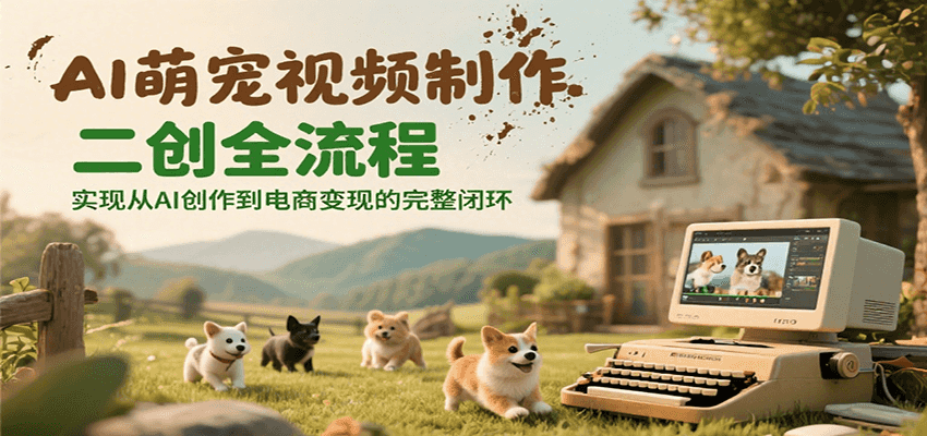 AI萌宠视频制作二创全流程，实现从AI创作到电商变现的完整闭环-新时光资源网