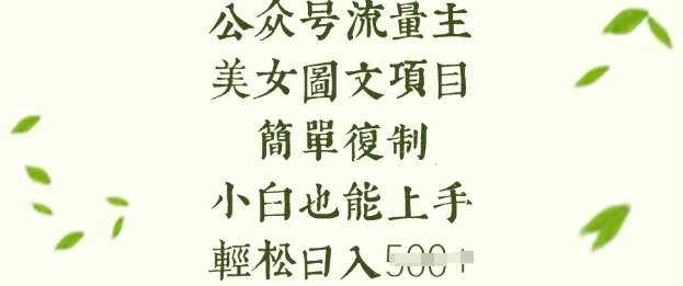 流量主长期收益项目，美女图片简单复制，小白也能上手，轻松日入5张-新时光资源网