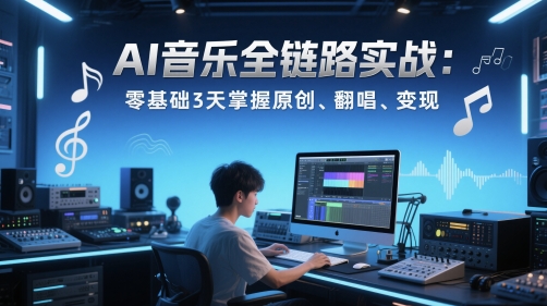 AI音乐全链路实战变现课：零基础3天掌握原创、翻唱、变现-新时光资源网