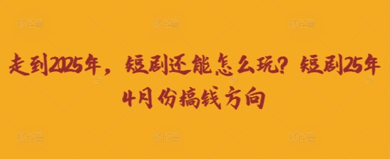 走到2025年，短剧还能怎么玩？短剧25年4月份搞钱方向-新时光资源网
