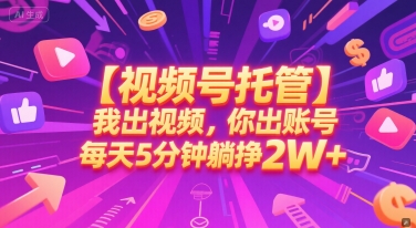 【视频号托管 】我出视频，你出账号，每天5分钟发布，最高躺挣2W+【揭秘】-新时光资源网