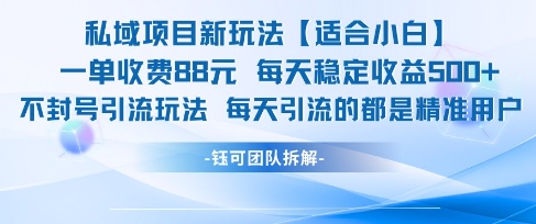 私域项目新玩法【适合小白】 一单收费88.每天稳定收益几张-新时光资源网