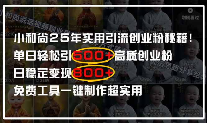 小和尚2025年实用引流秘籍！单日轻松引500+高质量创业粉，日变现800+，…-新时光资源网