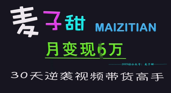 麦子甜30天逆袭视频带货高手，单月变现6W加特训营-新时光资源网