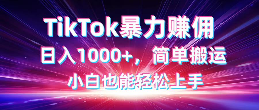 TikTok搬运暴力赚佣，日入1000+，简单搬运，小白也能轻松上手-新时光资源网