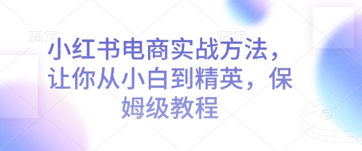 小红书电商实战方法，让你从小白到精英，保姆级教程-新时光资源网