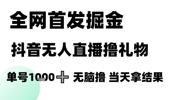 全网首发掘金抖音无人直播撸礼物，单号1k +无脑撸，当天拿结果【揭秘】-新时光资源网