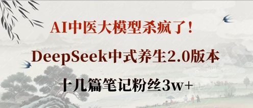 AI中医大模型杀疯了！DeepSeek中式养生2.0版本，十几篇笔记粉丝3w+-新时光资源网